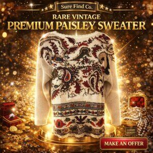 NWT Vtg Casual Corner 90's Embroidered Paisley Knit Sweater Cottegecore Boho W M